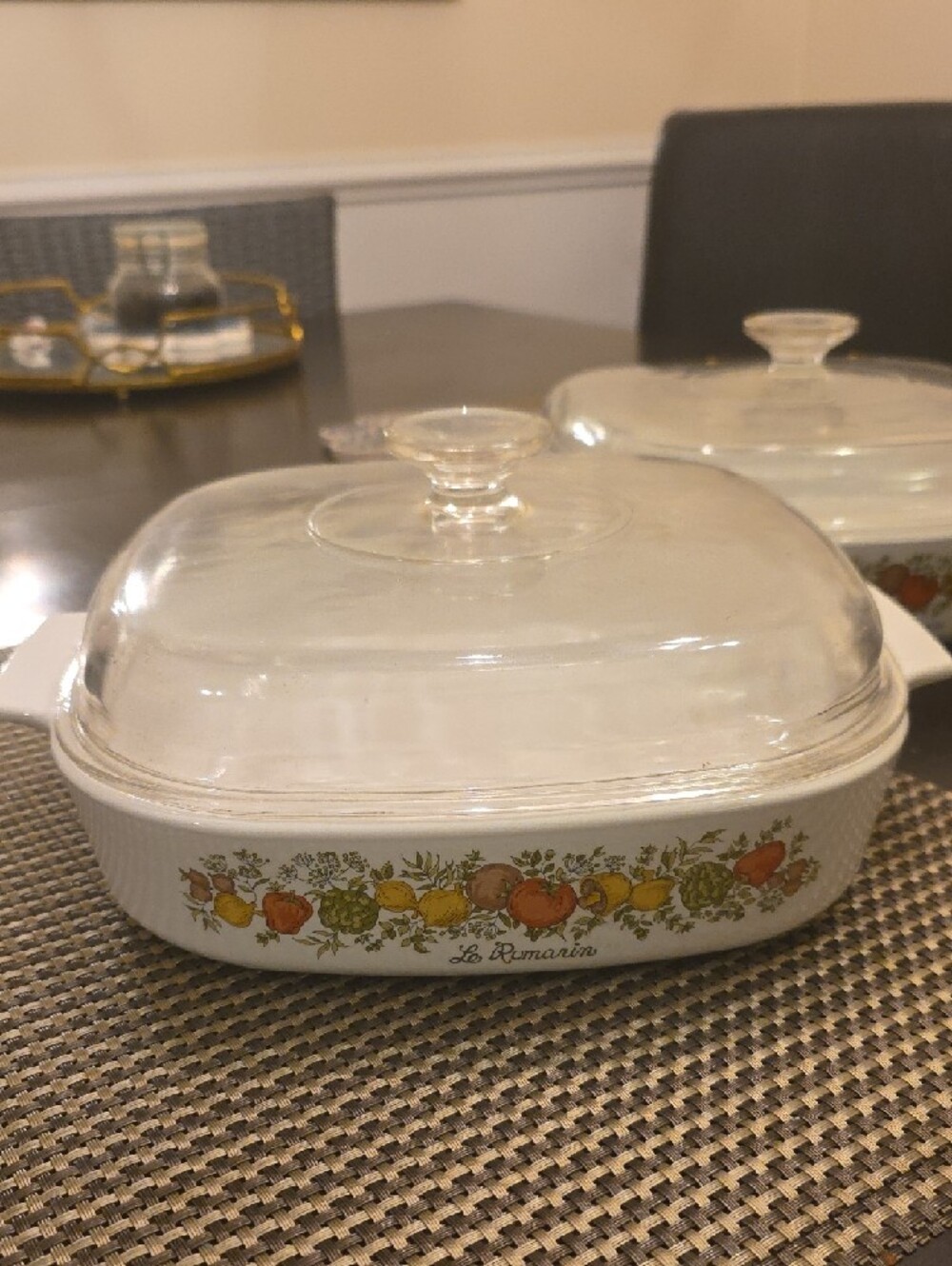 RARE! Set 2 Corningware Le Romarin  Casserole Dishes Glass 2.5 L Size - Picture 2 of 6